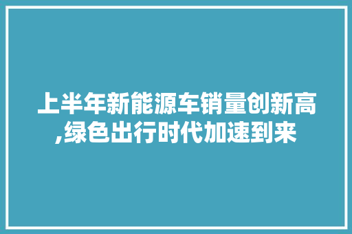上半年新能源车销量创新高,绿色出行时代加速到来 新款车型