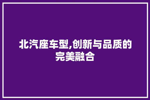北汽座车型,创新与品质的完美融合