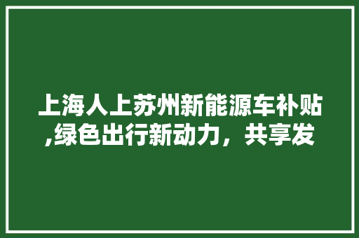 上海人上苏州新能源车补贴,绿色出行新动力，共享发展红利