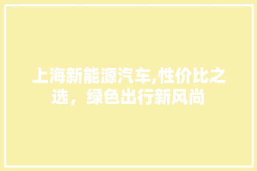 上海新能源汽车,性价比之选，绿色出行新风尚