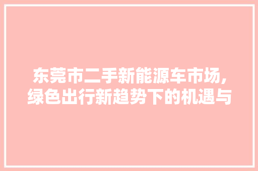 东莞市二手新能源车市场,绿色出行新趋势下的机遇与挑战 新款车型