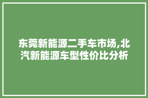 东莞新能源二手车市场,北汽新能源车型性价比分析