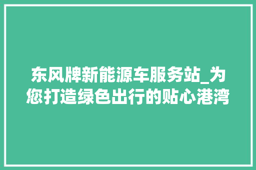 东风牌新能源车服务站_为您打造绿色出行的贴心港湾 发动机配件