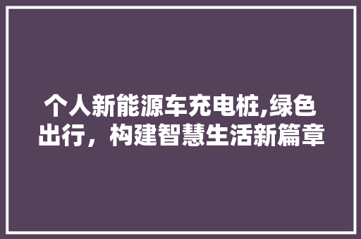 个人新能源车充电桩,绿色出行，构建智慧生活新篇章 发动机配件