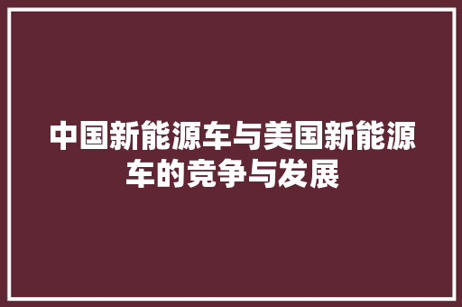 中国新能源车与美国新能源车的竞争与发展