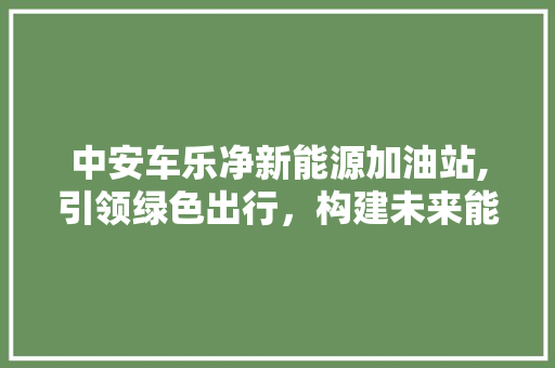 中安车乐净新能源加油站,引领绿色出行，构建未来能源生态