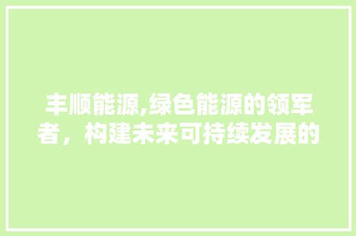 丰顺能源,绿色能源的领军者，构建未来可持续发展的生态蓝图