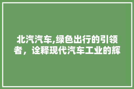 北汽汽车,绿色出行的引领者，诠释现代汽车工业的辉煌 车身配件
