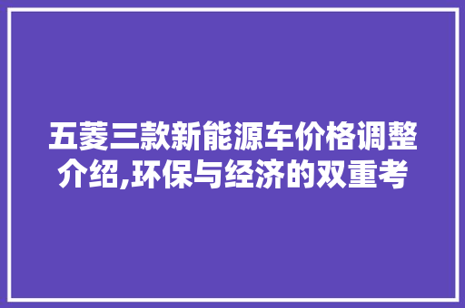 五菱三款新能源车价格调整介绍,环保与经济的双重考量