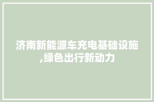 济南新能源车充电基础设施,绿色出行新动力