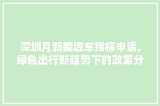 深圳月新能源车指标申请,绿色出行新趋势下的政策分析与攻略