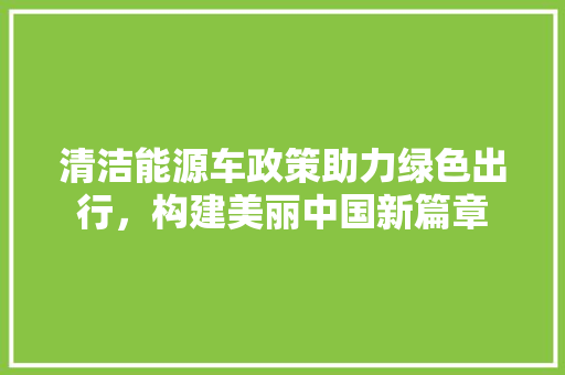 清洁能源车政策助力绿色出行，构建美丽中国新篇章