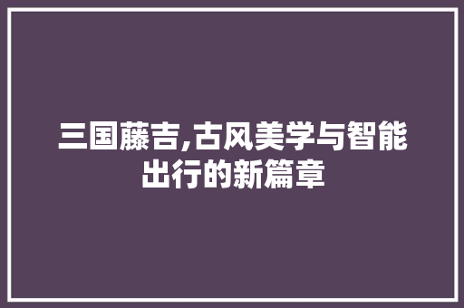 三国藤吉,古风美学与智能出行的新篇章