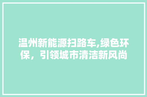 温州新能源扫路车,绿色环保，引领城市清洁新风尚