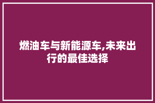 燃油车与新能源车,未来出行的最佳选择