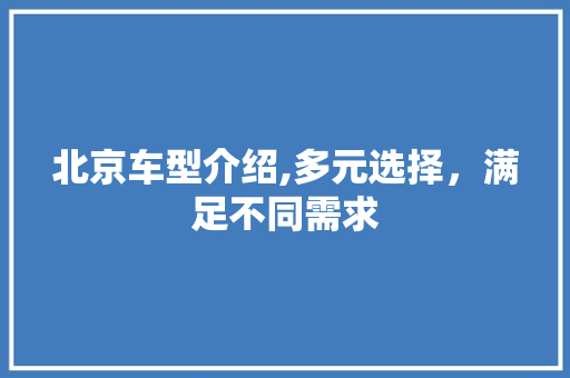 北京车型介绍,多元选择，满足不同需求