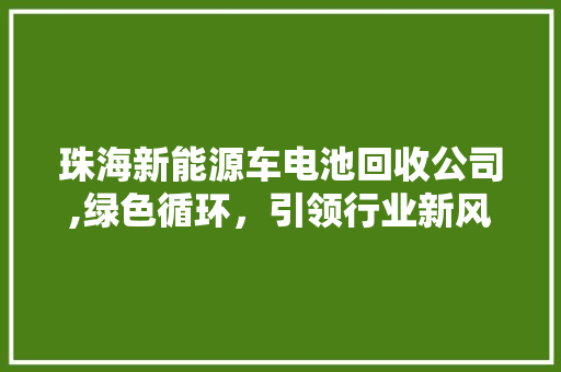 珠海新能源车电池回收公司,绿色循环，引领行业新风向 车身配件