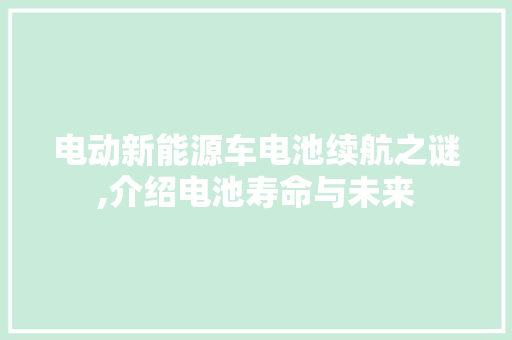 电动新能源车电池续航之谜,介绍电池寿命与未来