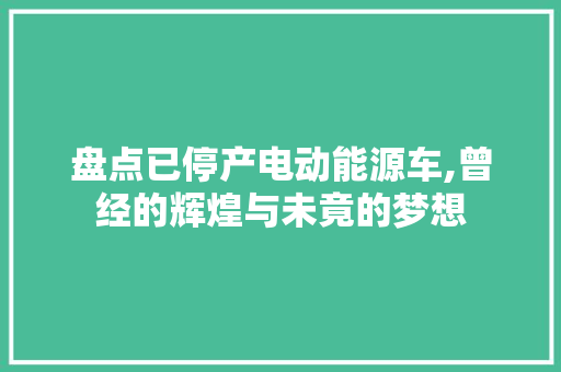 盘点已停产电动能源车,曾经的辉煌与未竟的梦想