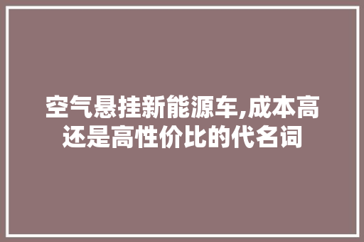 空气悬挂新能源车,成本高还是高性价比的代名词
