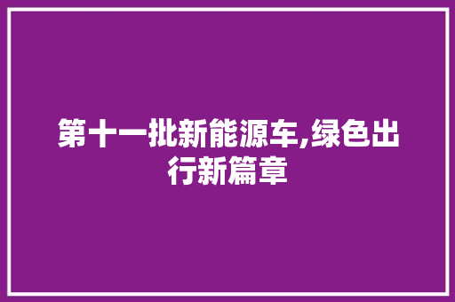 第十一批新能源车,绿色出行新篇章