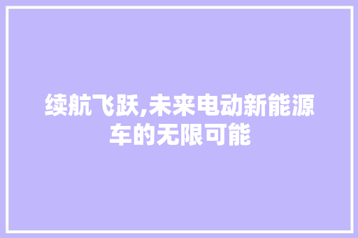 续航飞跃,未来电动新能源车的无限可能