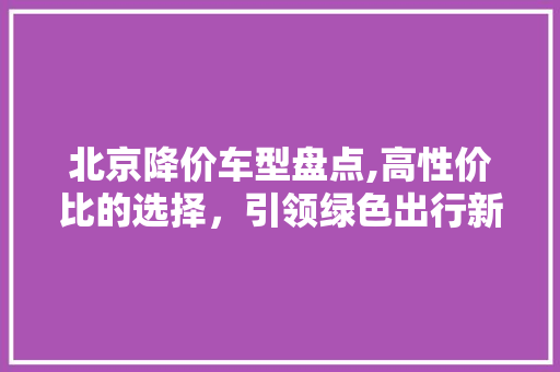 北京降价车型盘点,高性价比的选择，引领绿色出行新风尚