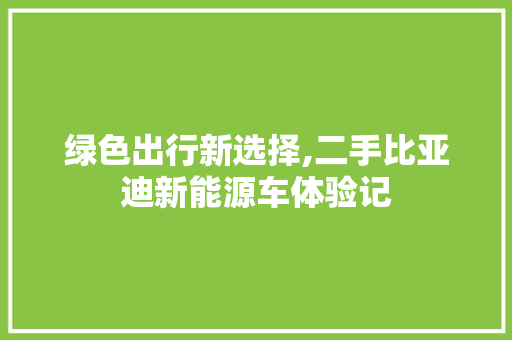绿色出行新选择,二手比亚迪新能源车体验记 汽车配件