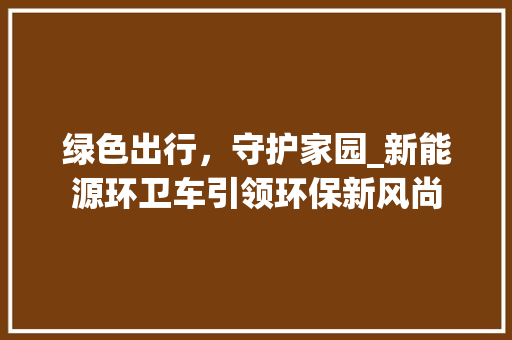 绿色出行，守护家园_新能源环卫车引领环保新风尚