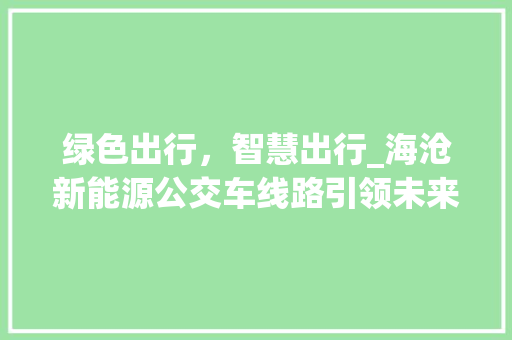 绿色出行，智慧出行_海沧新能源公交车线路引领未来交通发展