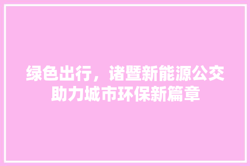 绿色出行，诸暨新能源公交助力城市环保新篇章