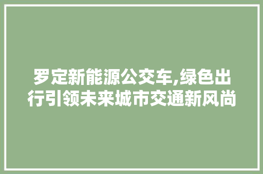 罗定新能源公交车,绿色出行引领未来城市交通新风尚