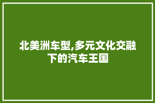 北美洲车型,多元文化交融下的汽车王国