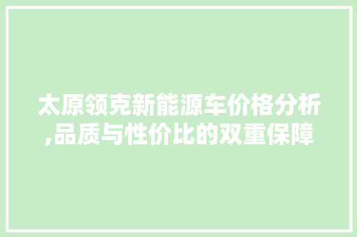 太原领克新能源车价格分析,品质与性价比的双重保障