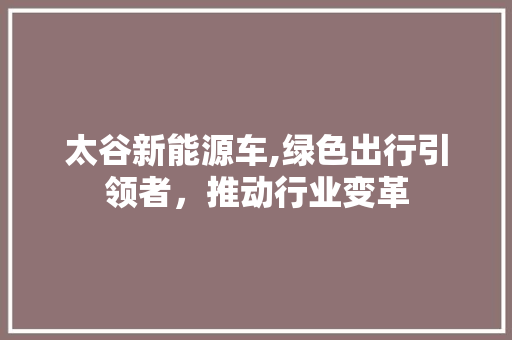 太谷新能源车,绿色出行引领者，推动行业变革 底盘配件