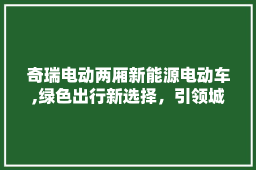 奇瑞电动两厢新能源电动车,绿色出行新选择，引领城市环保潮流 车灯配件