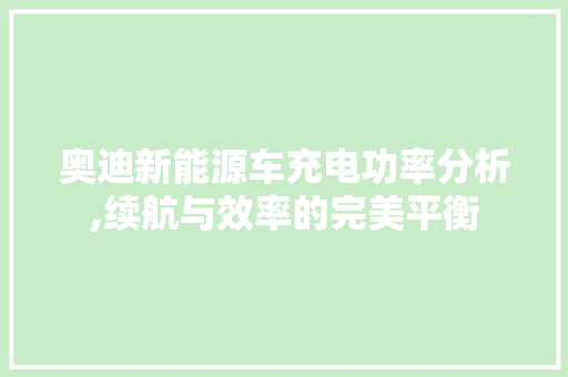 奥迪新能源车充电功率分析,续航与效率的完美平衡