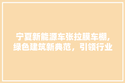 宁夏新能源车张拉膜车棚,绿色建筑新典范，引领行业发展