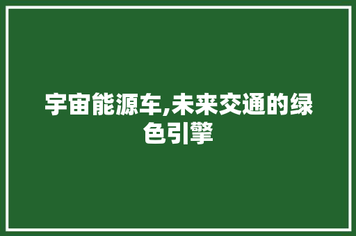 宇宙能源车,未来交通的绿色引擎