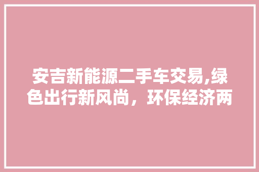 安吉新能源二手车交易,绿色出行新风尚，环保经济两不误