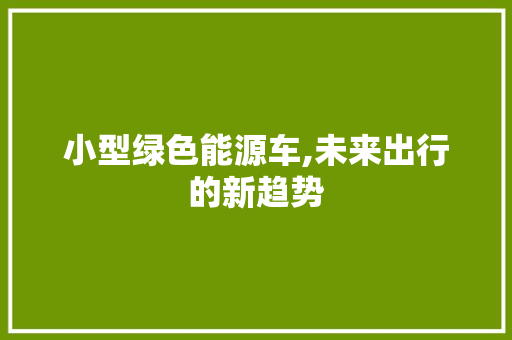 小型绿色能源车,未来出行的新趋势