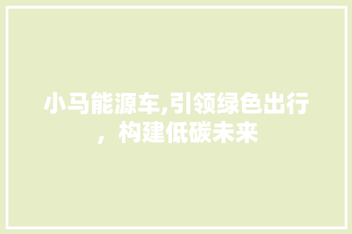小马能源车,引领绿色出行，构建低碳未来
