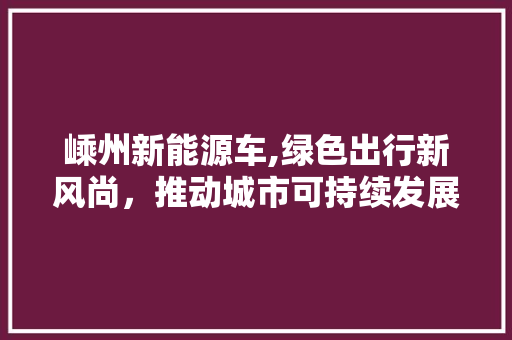 嵊州新能源车,绿色出行新风尚，推动城市可持续发展