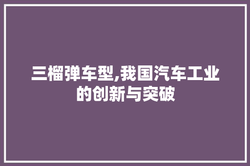 三榴弹车型,我国汽车工业的创新与突破