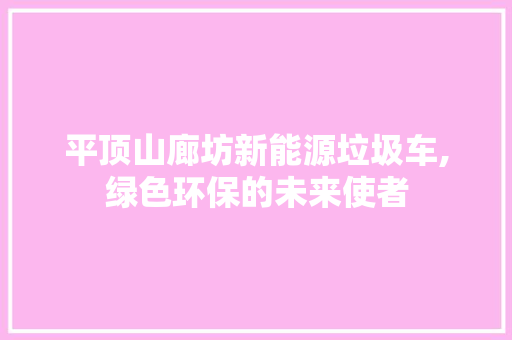 平顶山廊坊新能源垃圾车,绿色环保的未来使者
