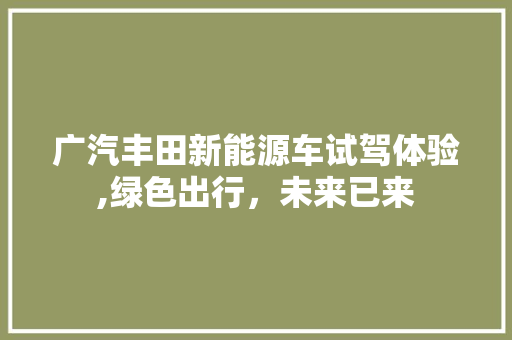 广汽丰田新能源车试驾体验,绿色出行，未来已来