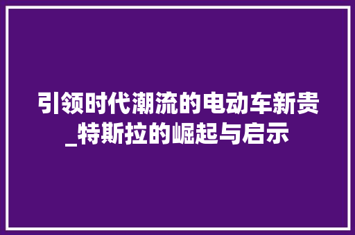 引领时代潮流的电动车新贵_特斯拉的崛起与启示 车灯配件