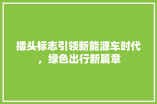 插头标志引领新能源车时代，绿色出行新篇章
