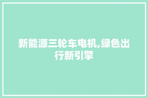 新能源三轮车电机,绿色出行新引擎