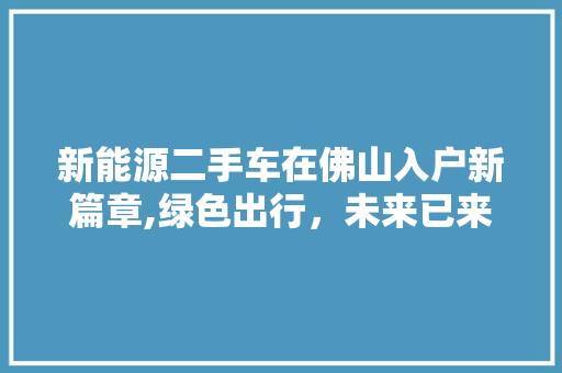 新能源二手车在佛山入户新篇章,绿色出行，未来已来